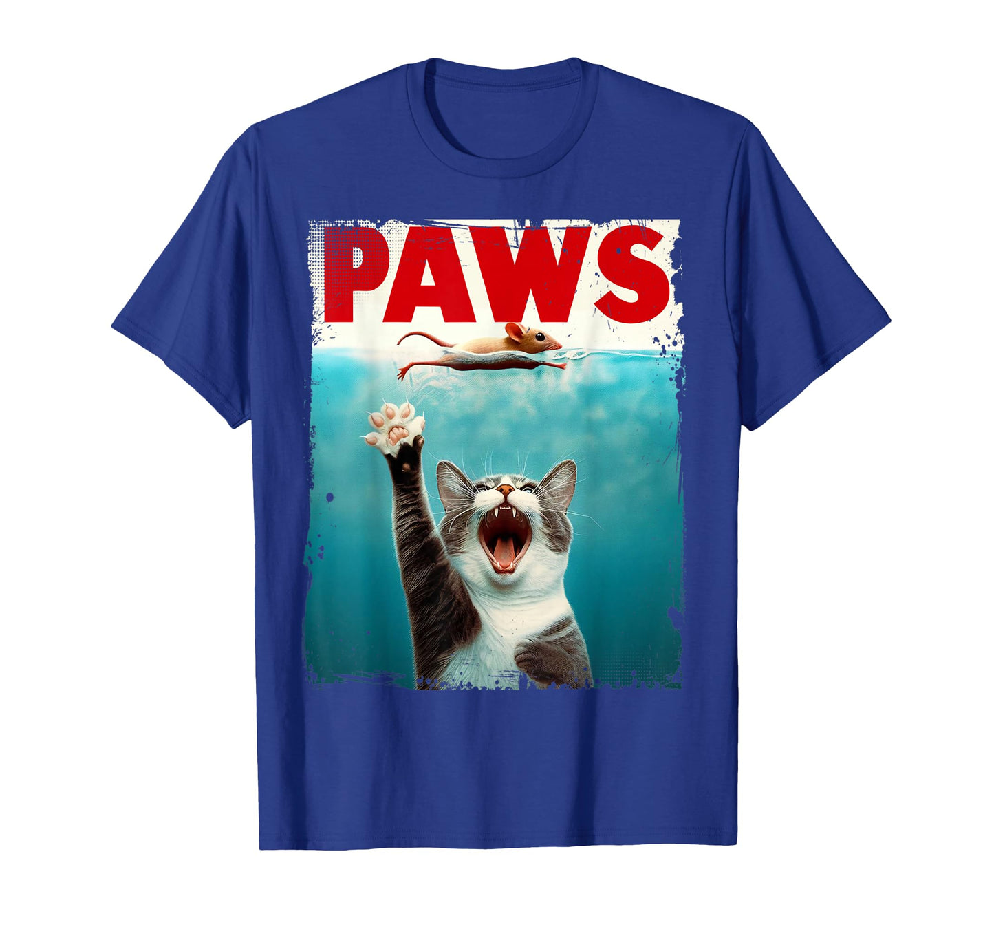 PAWS Parody Cat Mouse Humorous Cat Chasing Mouse Kitten T-Shirt