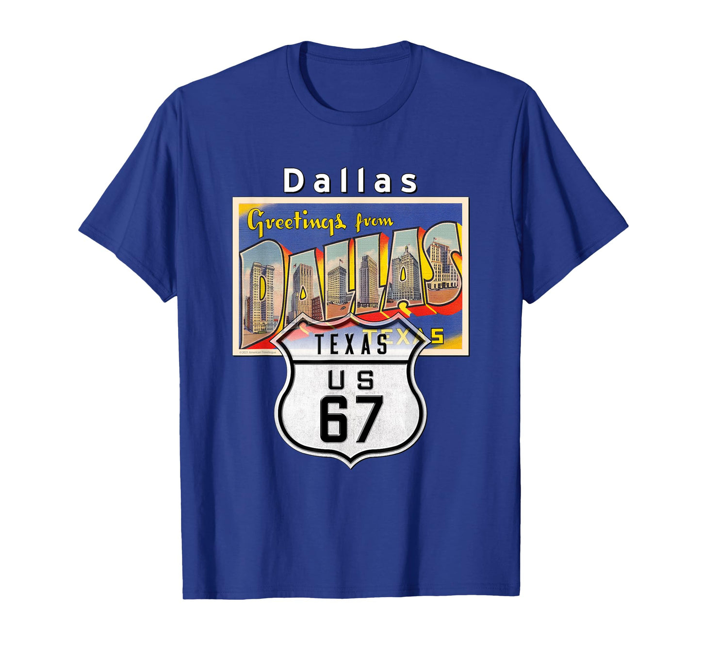 Dallas Texas TX Highway US 67 Large Letter Travel Postcard T-Shirt