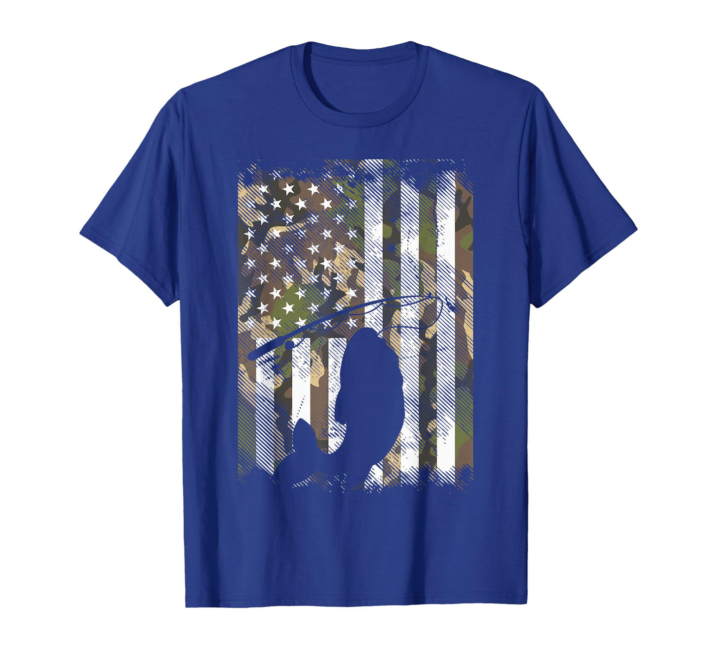 Camo American Flag Fish Fishing Patriotic Fisherman Gift T-Shirt