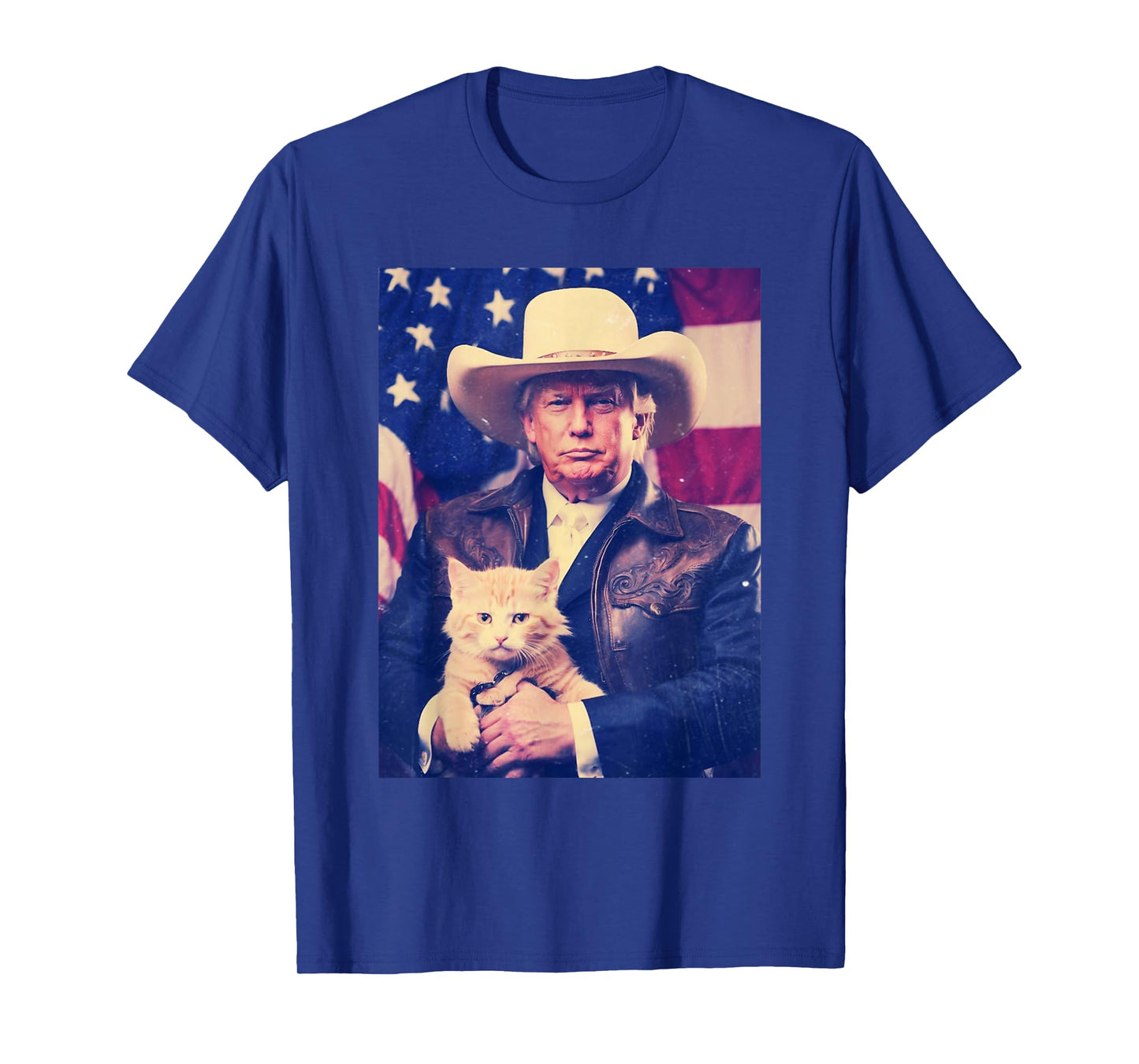 Trump Cat Shirt Funny Cowboy Donald Trump 2024 American Flag T-Shirt
