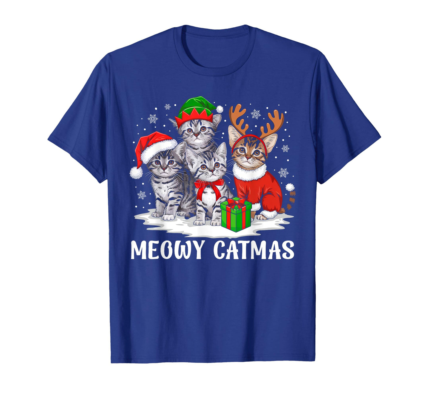 Cat Christmas Shirt For Women Men Xmas Pajamas Meowy Catmas T-Shirt