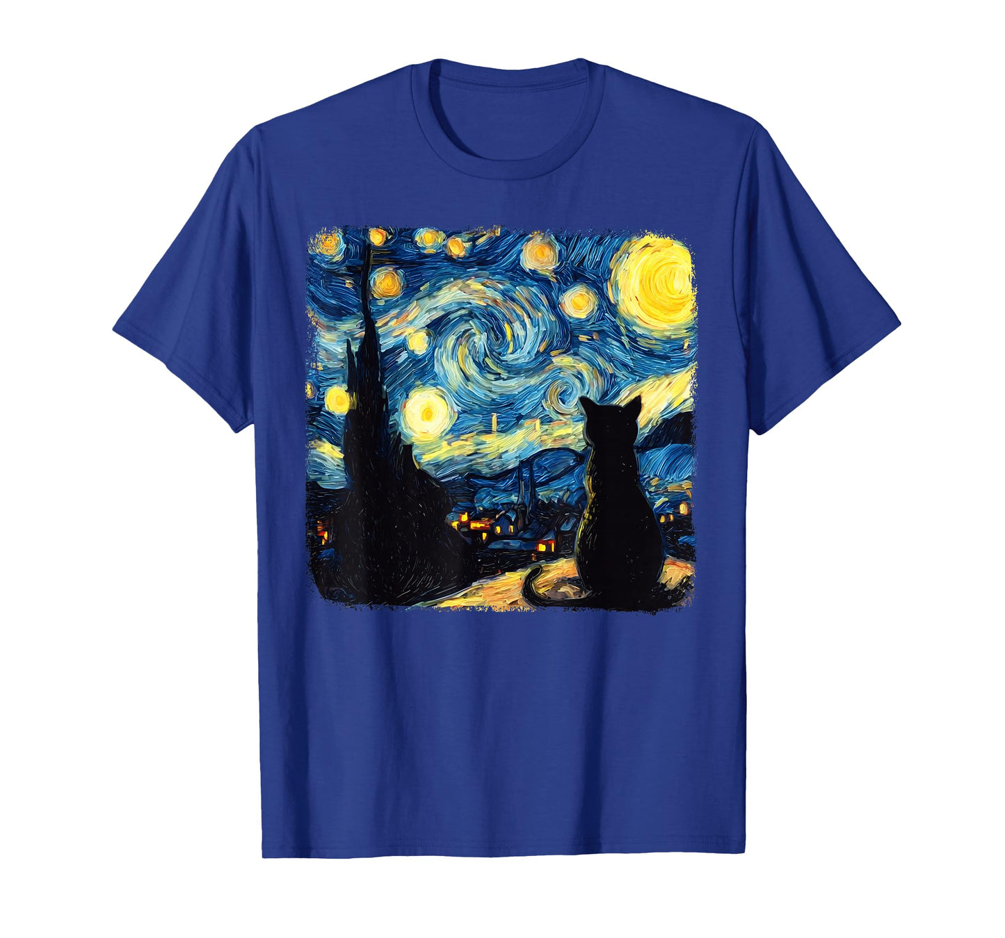 Cat Starry Night Van Gogh Cat Lover Cat Mom Dad Men Women T-Shirt