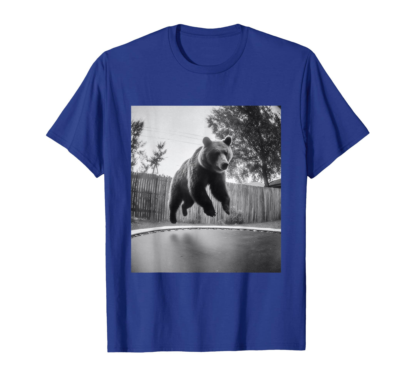 Funny Bear Jumping on Trampoline Forest Animal Graphic T-Shirt