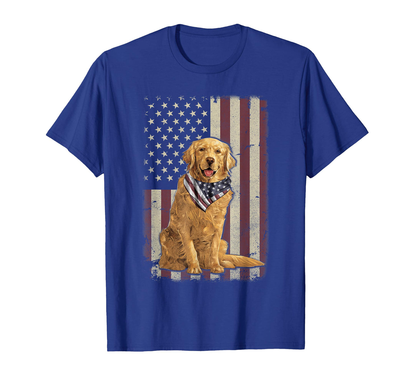 Golden Retriever American Flag Bandana 4th of July Tshirt T-Shirt