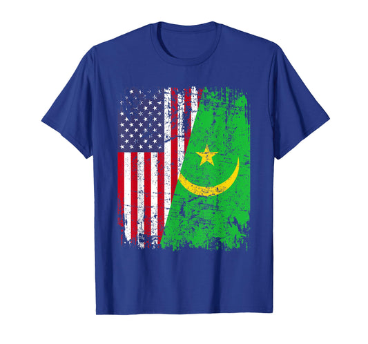 MAURITANIAN ROOTS | Half American Flag | MAURITANIA FLAG T-Shirt for Women Kids Men