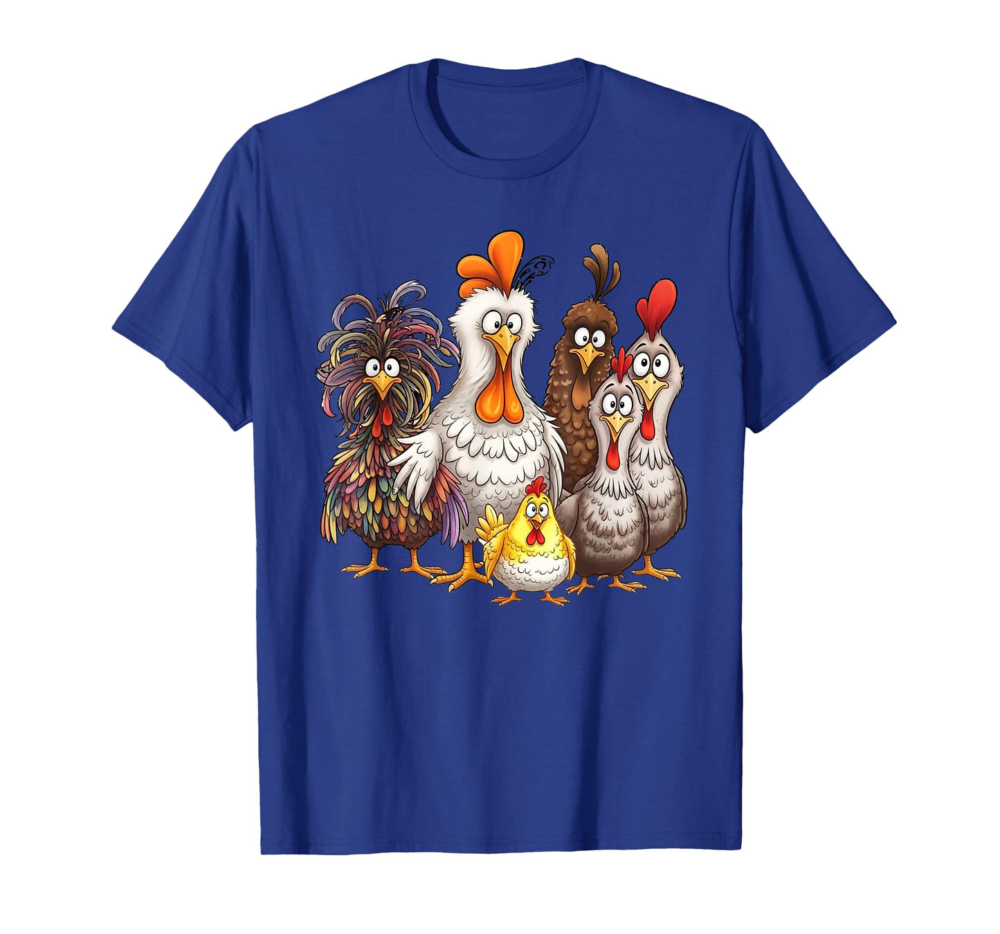 Funny Colorful Chicken Family Thanksgiving Cartoon Design T-Shirt