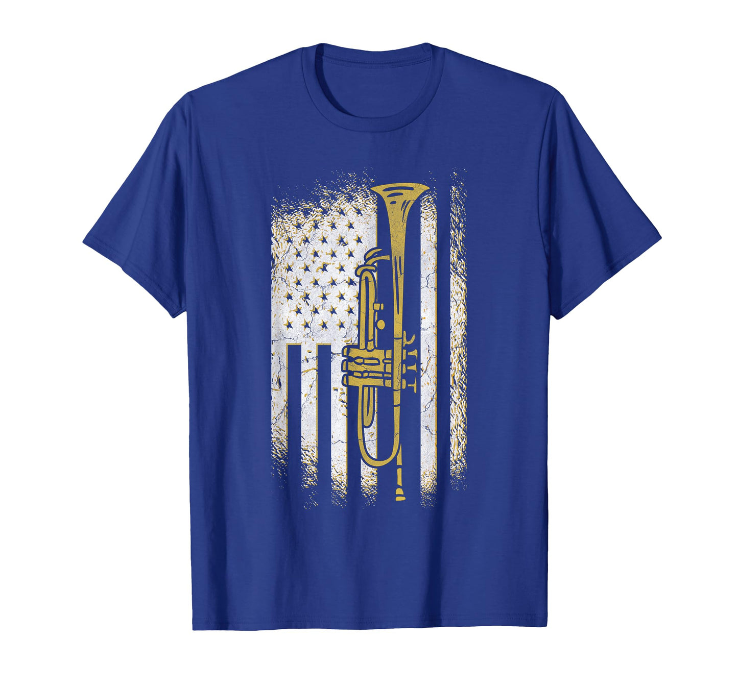 Trumpet American Flag USA Trumpet Player Marching Band Gift T-Shirt for Women Kids Men