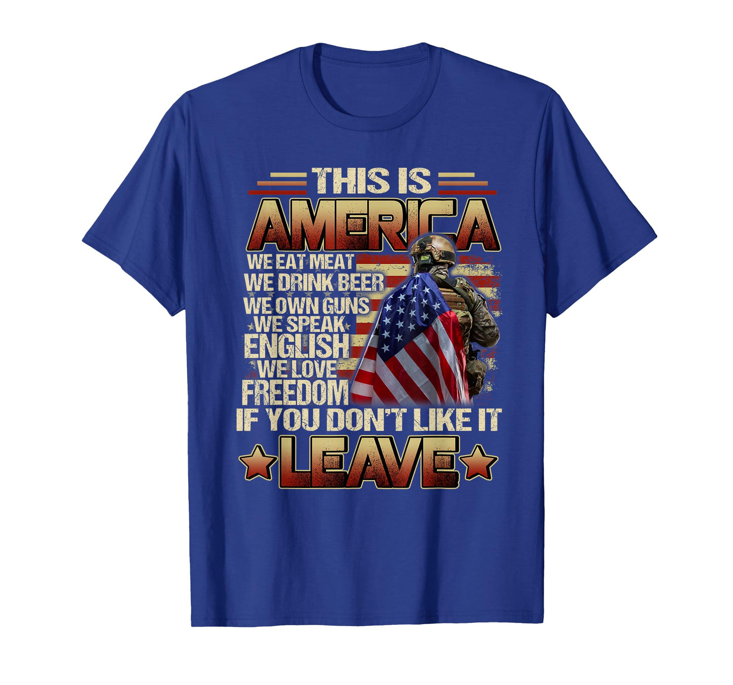 Funny Design This Is America We Eat Meat We Drink Beer T-Shirt