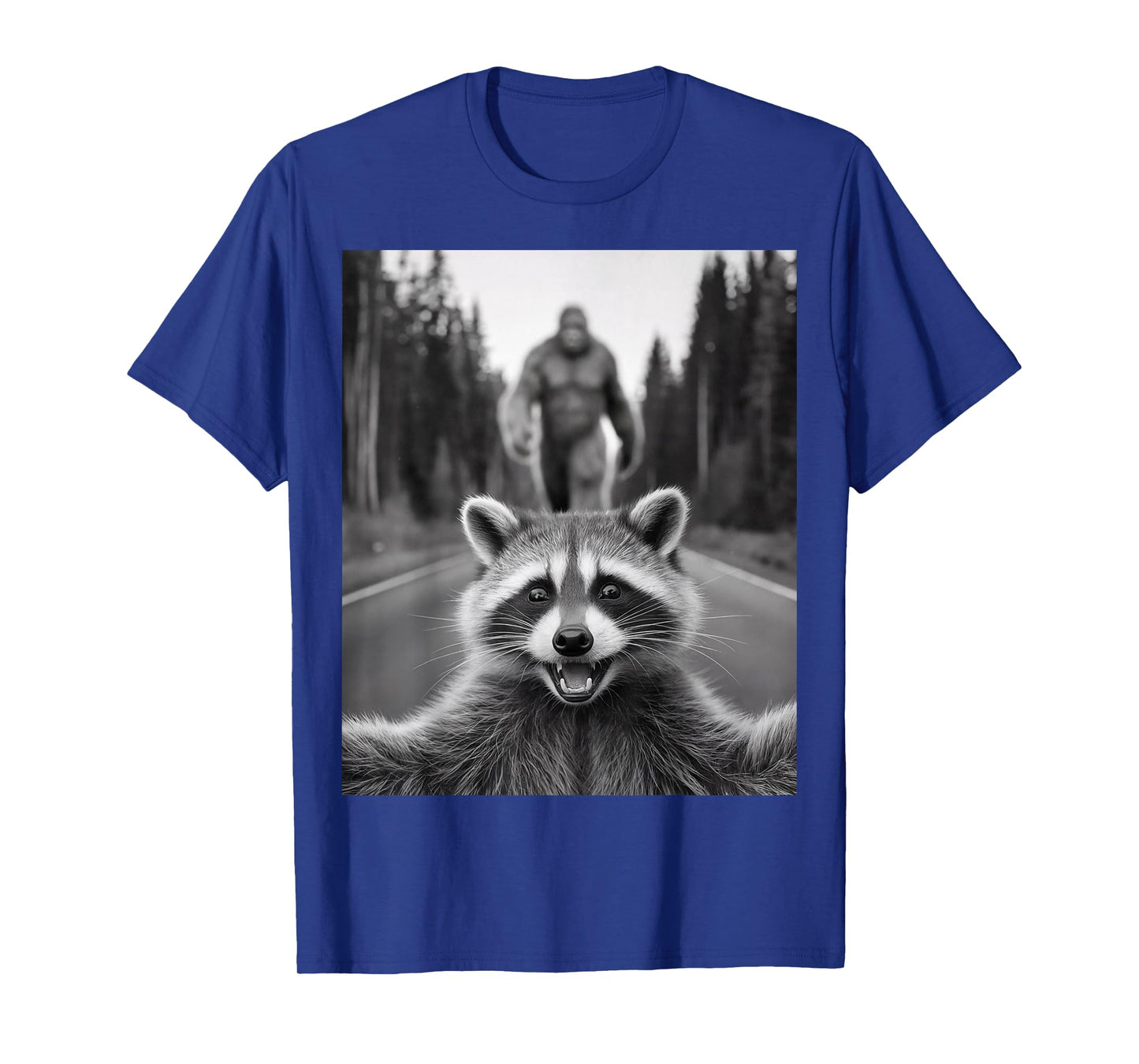 Scared Raccoon Selfie with Sasquatch Bigfoot, Funny Raccoon T-Shirt