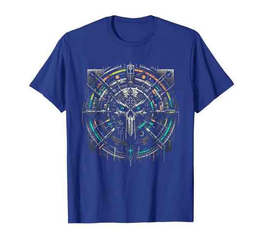 Cyber Grunge Mechanical Vault Cyberpunk Skull Music Graphic T-Shirt