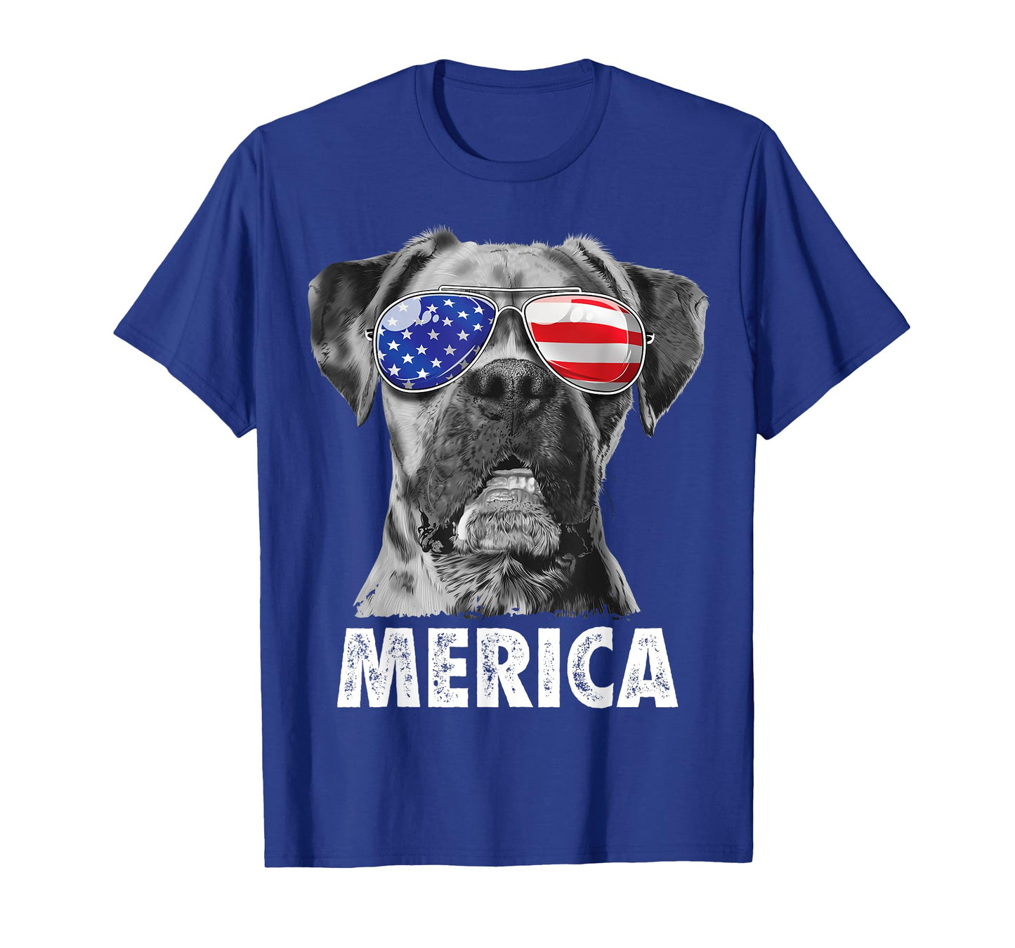 Boxer 4th of July Merica Men Women American Flag Sunglasses T-Shirt
