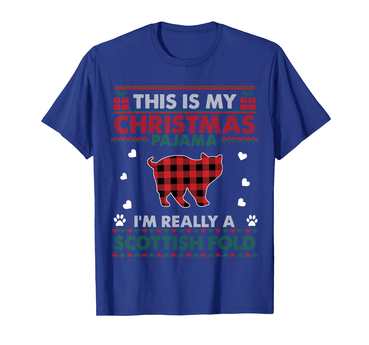 Scottish Fold Cat Lover Xmas Gifts Ugly Christmas Sweater Men Women Kids T-Shirt