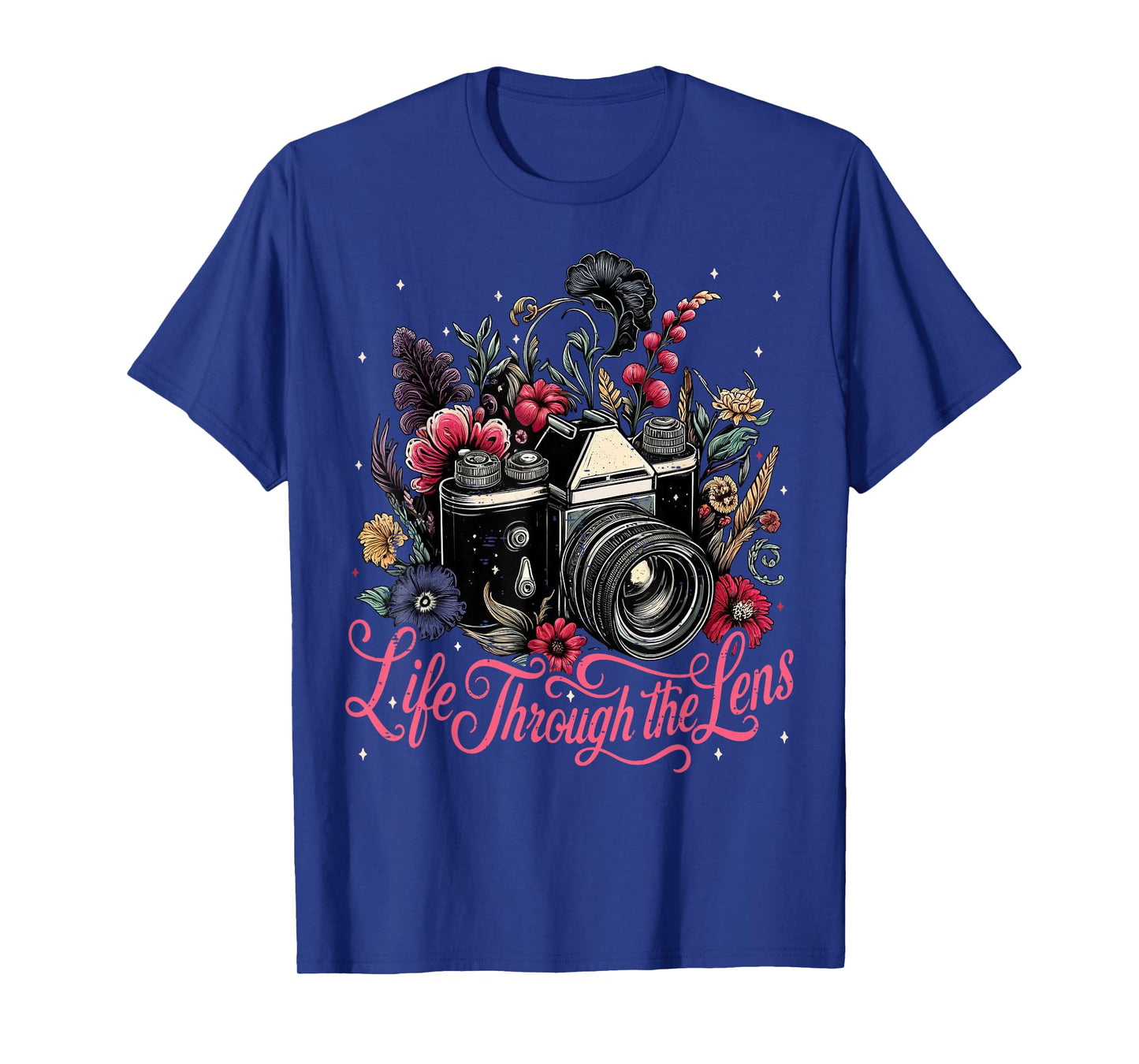 Womens Camera Flowers Graphic Photographer Christmas T-Shirt