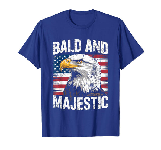 Bald And Majestic American Bald Eagle 4th Of July US Flag T-Shirt