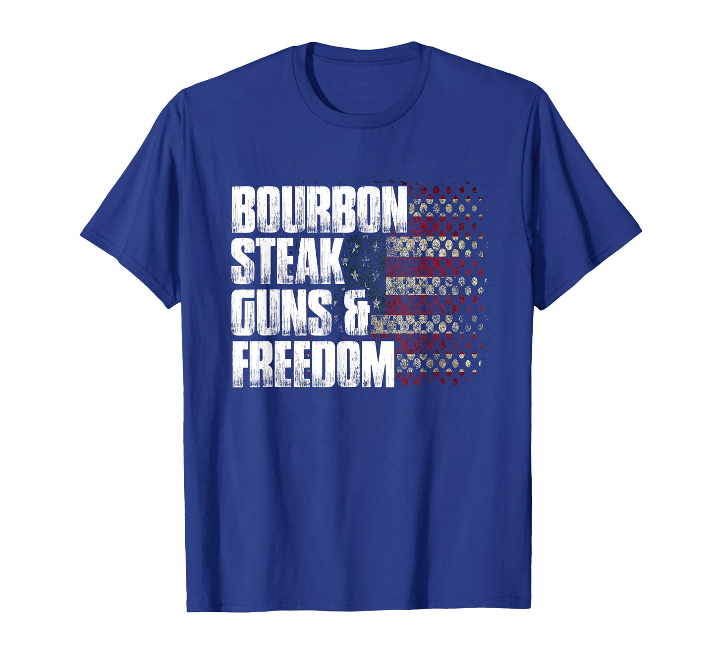 Bourbon Steak Guns & Freedom USA Flag Whiskey Gift T-Shirt