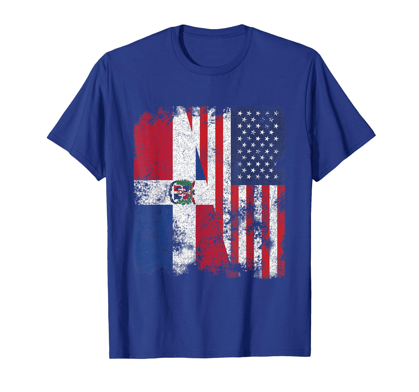 Dominican Republic USA Flag Distressed - Half American T-Shirt