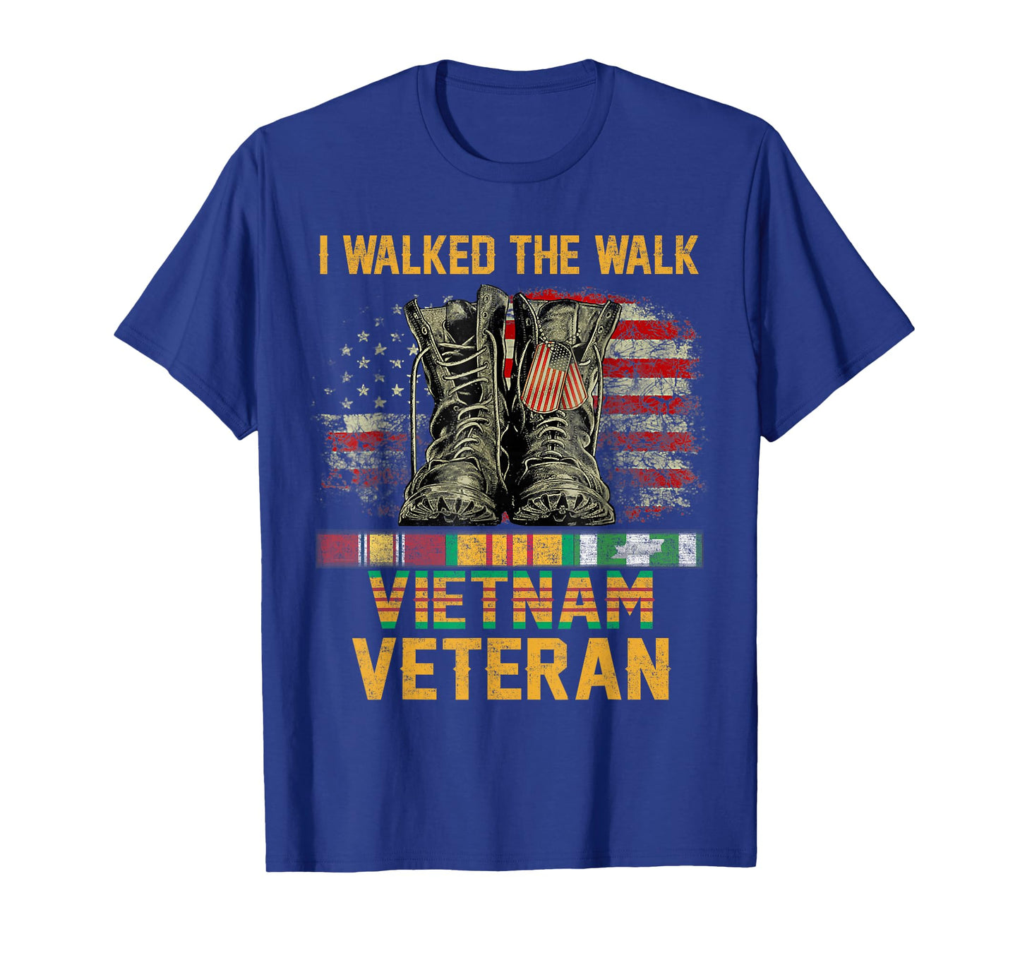 I Walked The Walk Vietnam Veteran Flag American US Vet T-Shirt