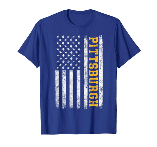 Pittsburgh Vintage Man Woman Kids US Flag Retro T-Shirt