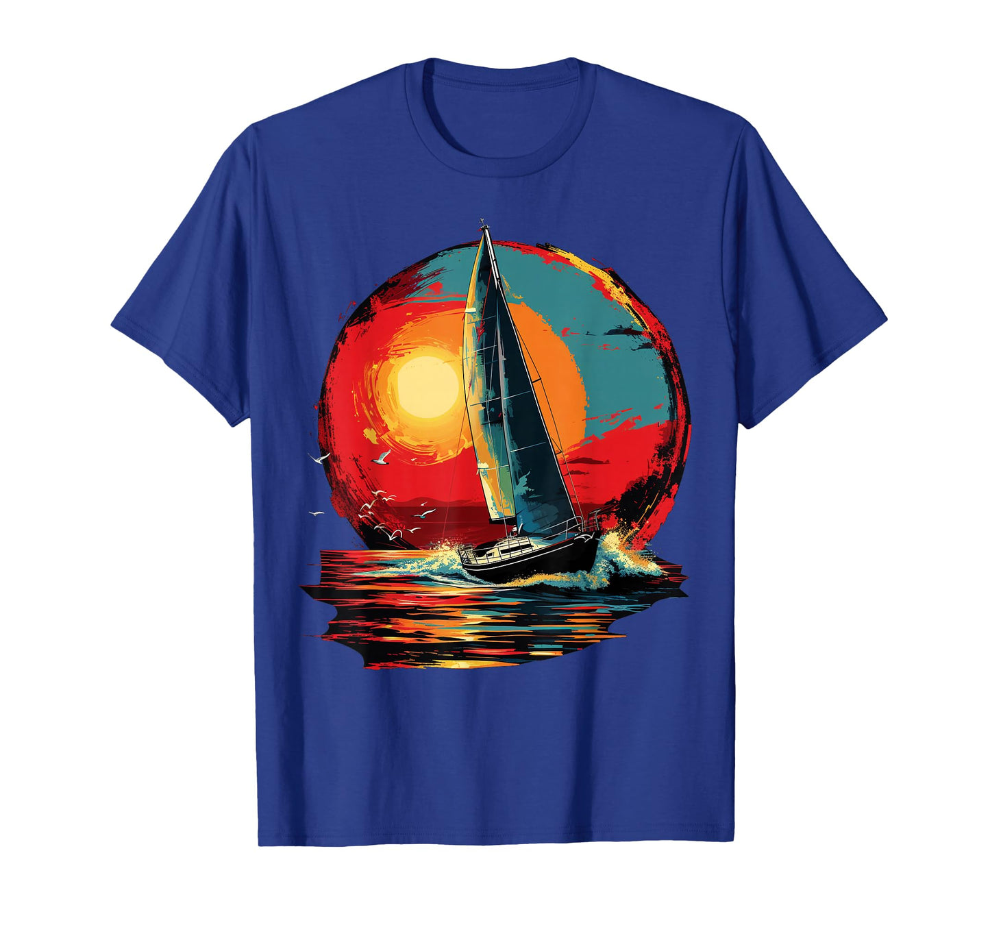 Colorful painted Sailboat on artistic Sailing T-Shirt
