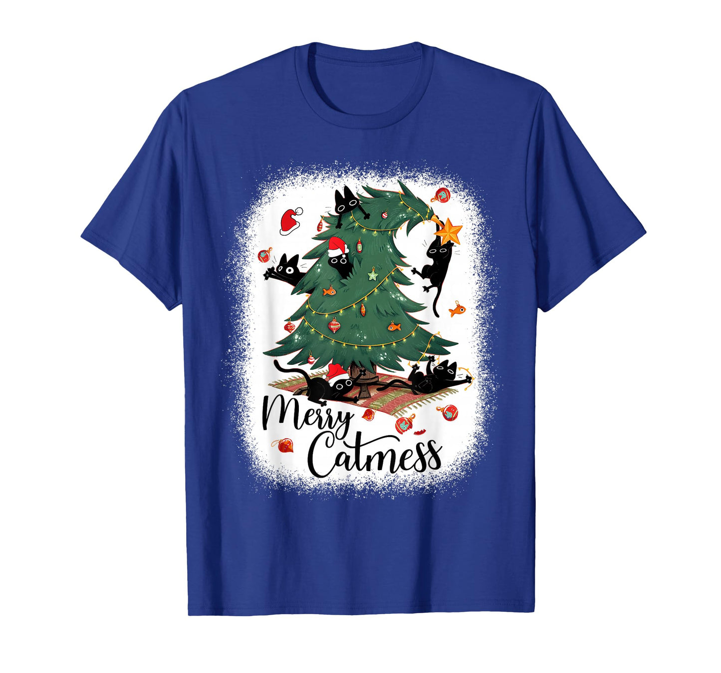 Funny Cats Christmas Tree Merry Catmess Black Cat Kittens T-Shirt