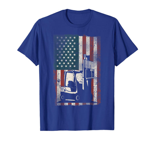 Certified Forklift Truck Operator American Flag Patriotic T-Shirt