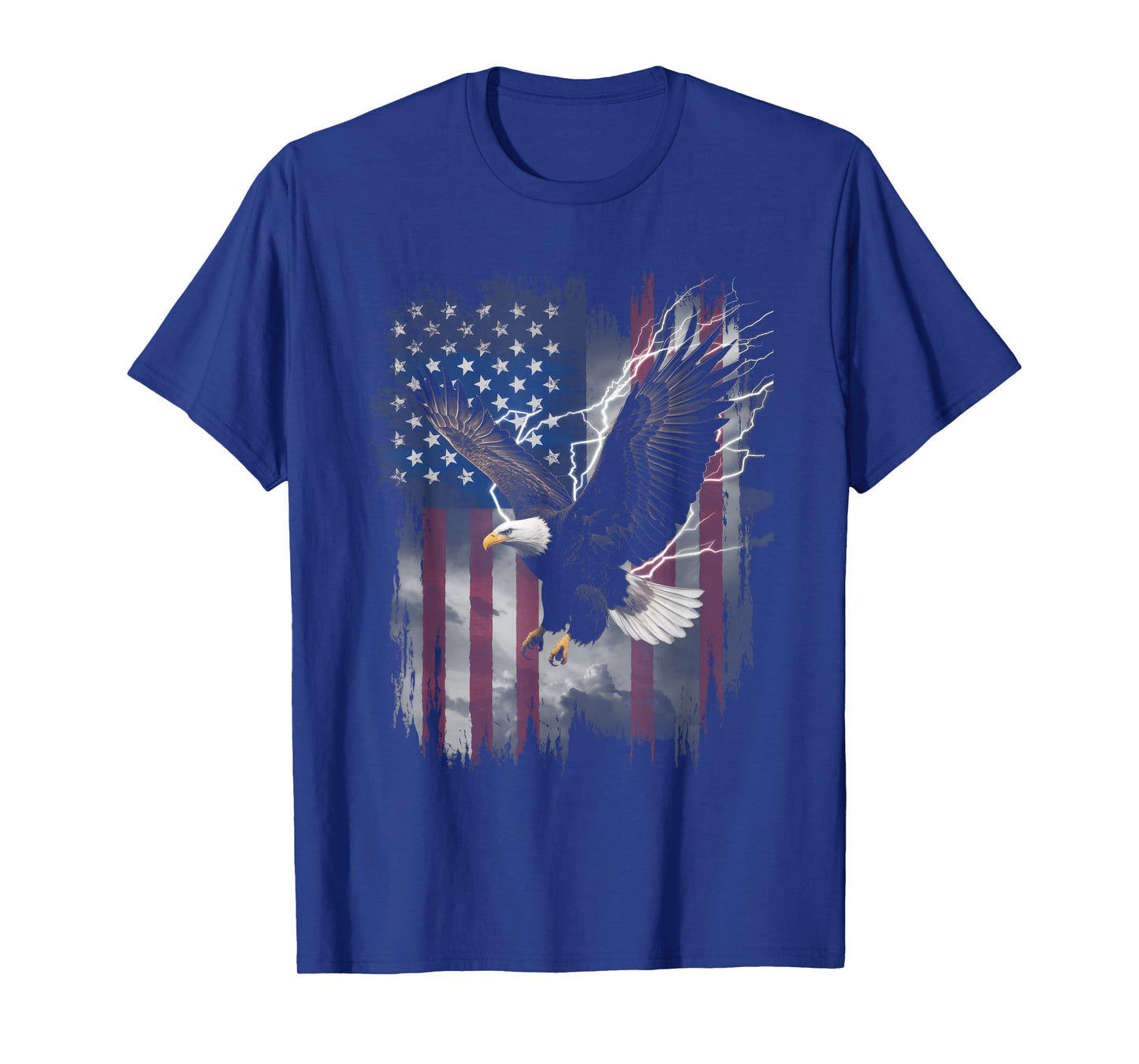 American Bald Eagle Lightning USA Flag Patriotic Freedom T-Shirt