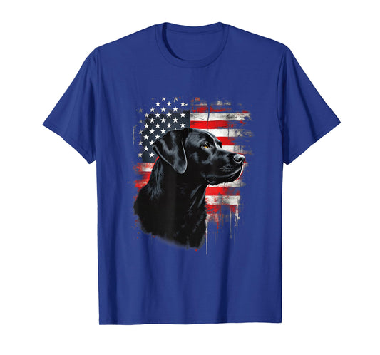 Black Lab Patriotic American Flag Black Labrador Lovers T-Shirt