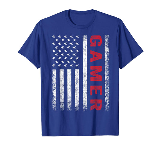 American Flag Funny Gamer Gift Video Games Boys Men Gaming T-Shirt
