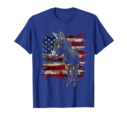 Donkey Patriotic 4th Of July USA American Flag Women Men T-Shirt