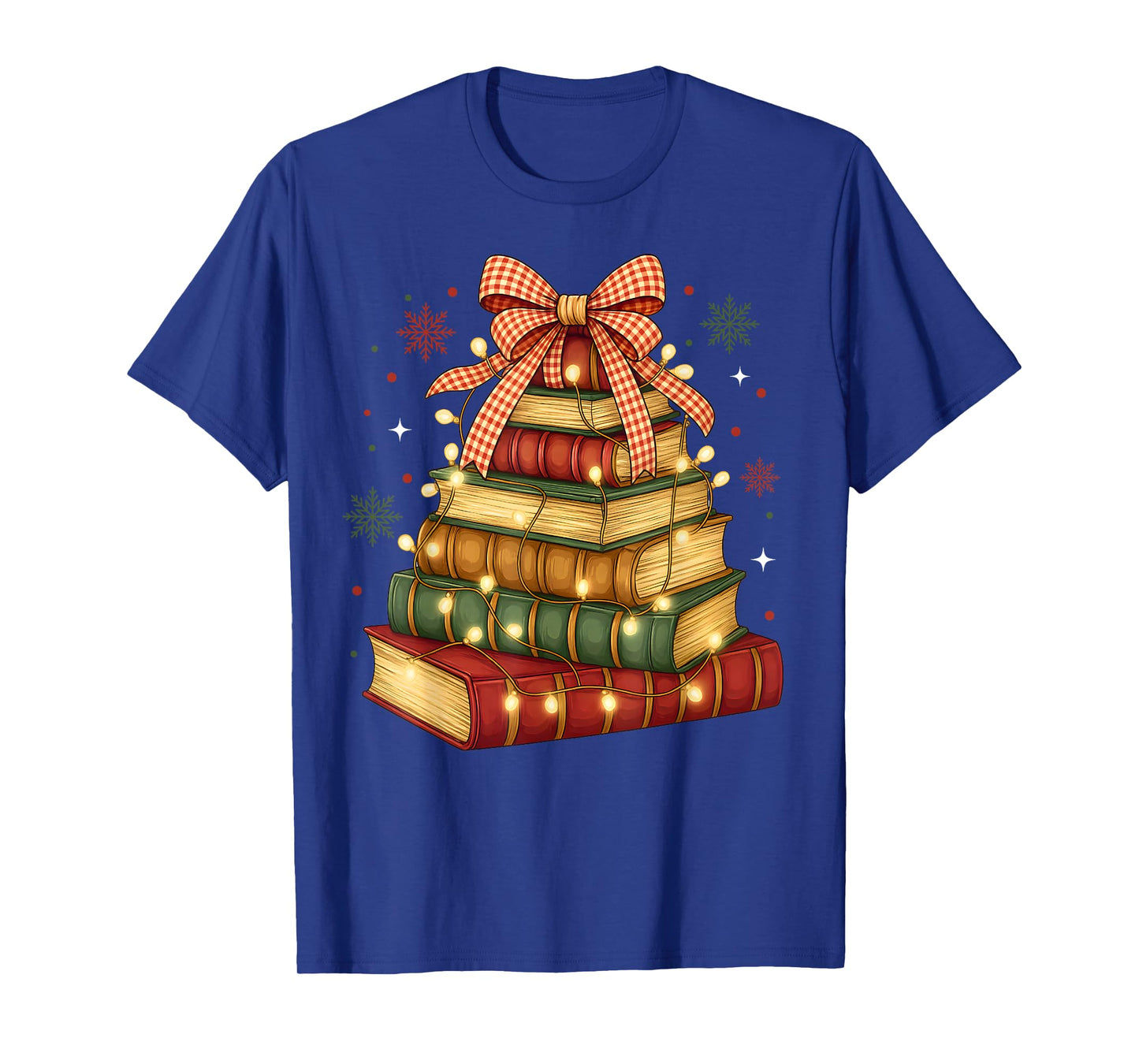 Merry Christmas Book Tree & Bow Reading Retro Xmas Teachers T-Shirt