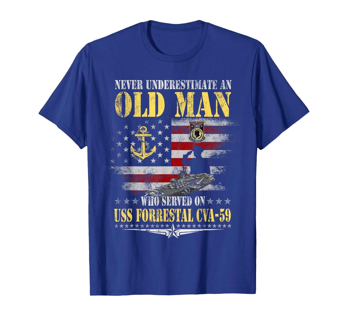 USS Forrestal CVA-59 Aircraft Carrier Veteran Old Man Papa T-Shirt