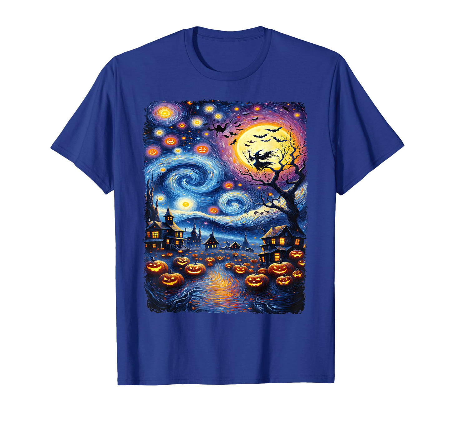 Starry Night Van Gogh Halloween Jack O' Lantern Fall Pumpkin T-Shirt