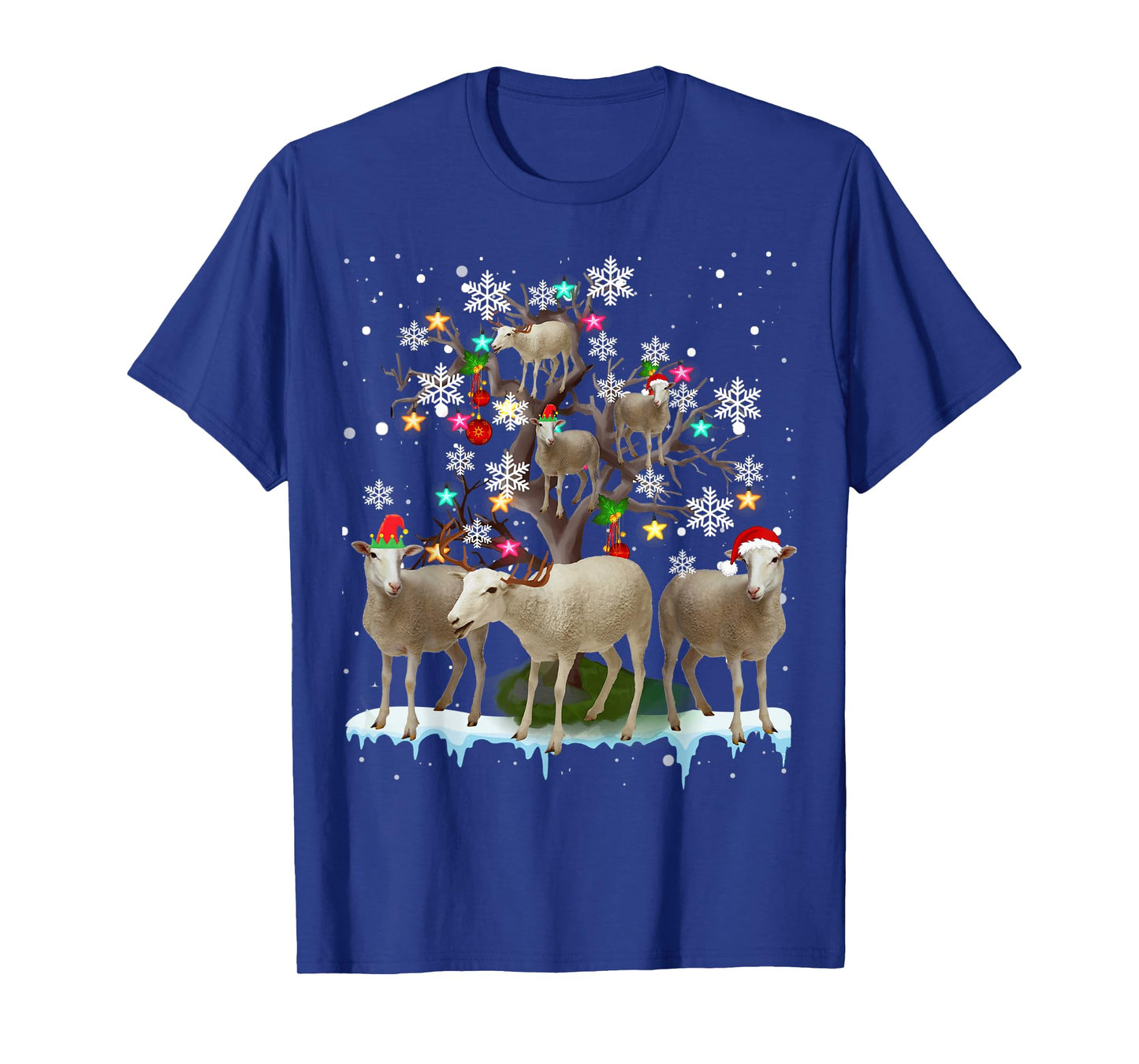 Christmas Sheep On Tree Funny Santa Sheep Lover Gifts T-Shirt