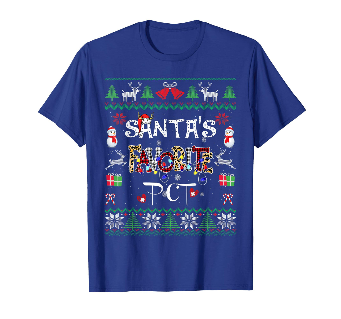 Christmas Ugly Santa's Favorite PCT Patient Care Technician T-Shirt