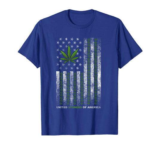 USA Flag Marijuana Leaf flag Weed United Stoners Of America T-Shirt