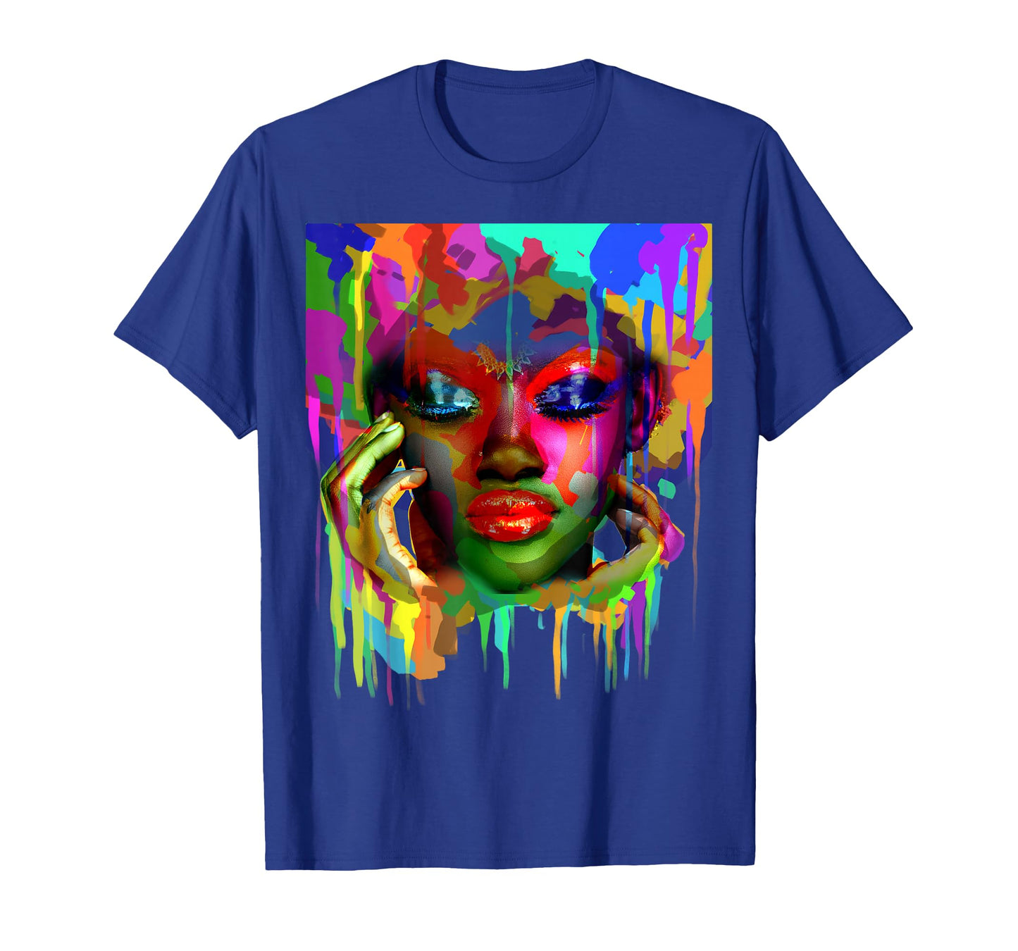 Cool African Woman Afro Color Painted Face T-Shirt