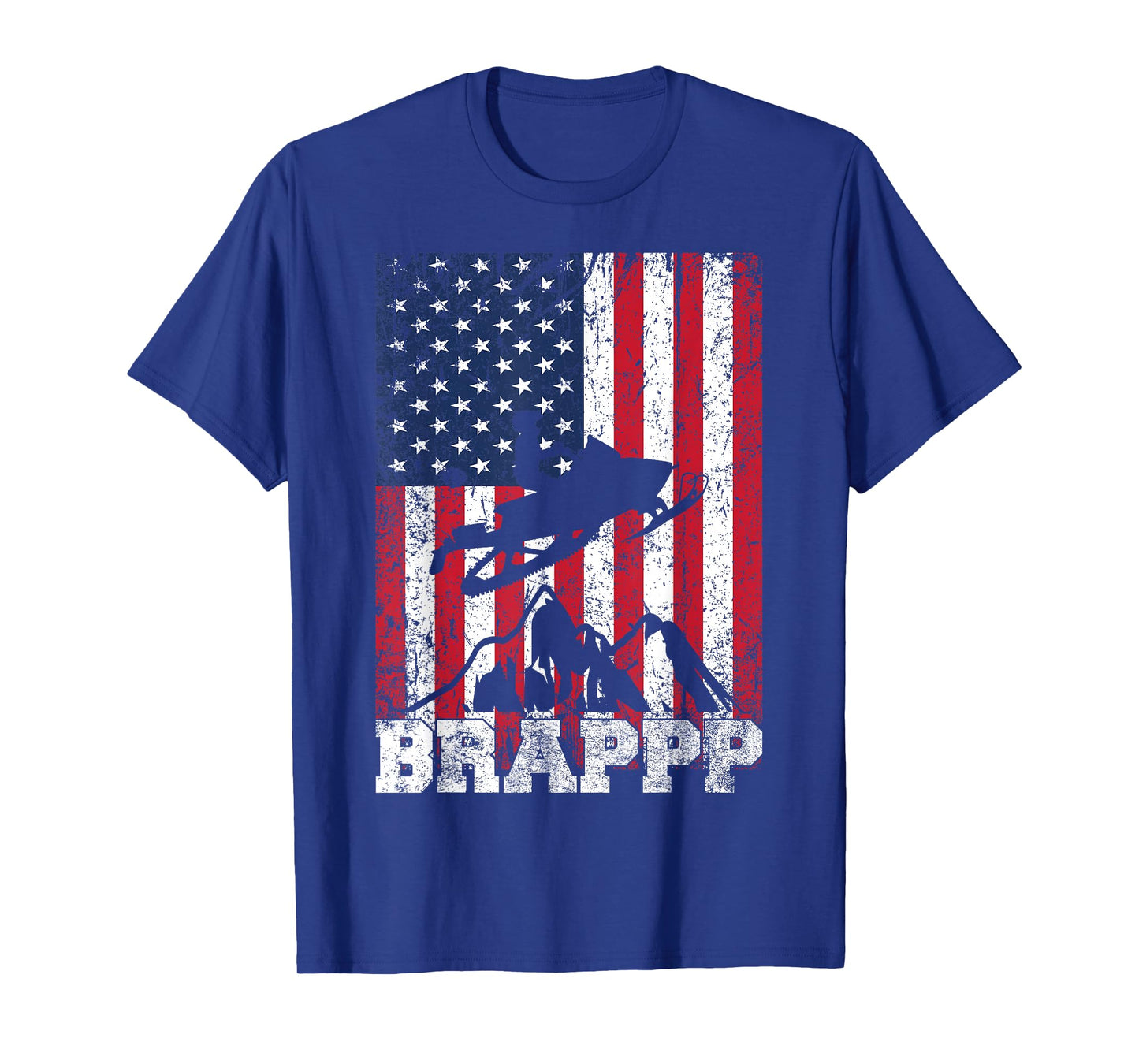 USA American Flag Snowmobiling Brap Snowmobile Rider Winter T-Shirt