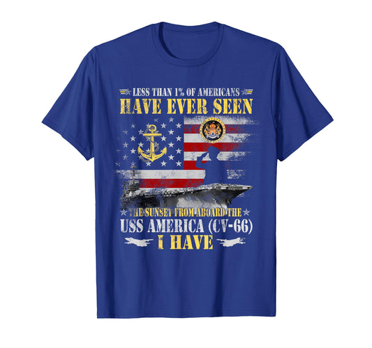 USS America CV-66 Veteran Flag Less Than 1% Funny Gifts Mens T-Shirt