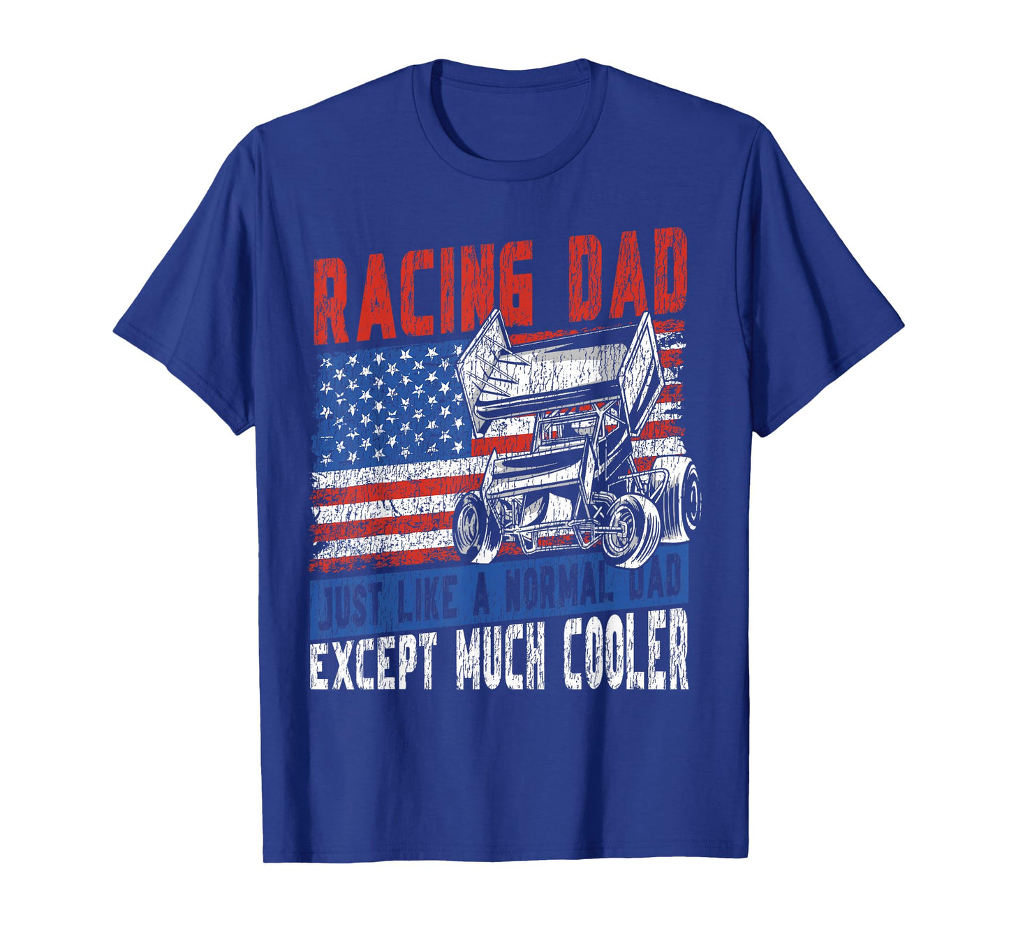 Dirt Track Racing Race Dad Vintage American Flag Patriotic T-Shirt