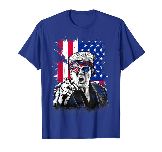 American Flag Intense Face Expression Trump T-Shirt