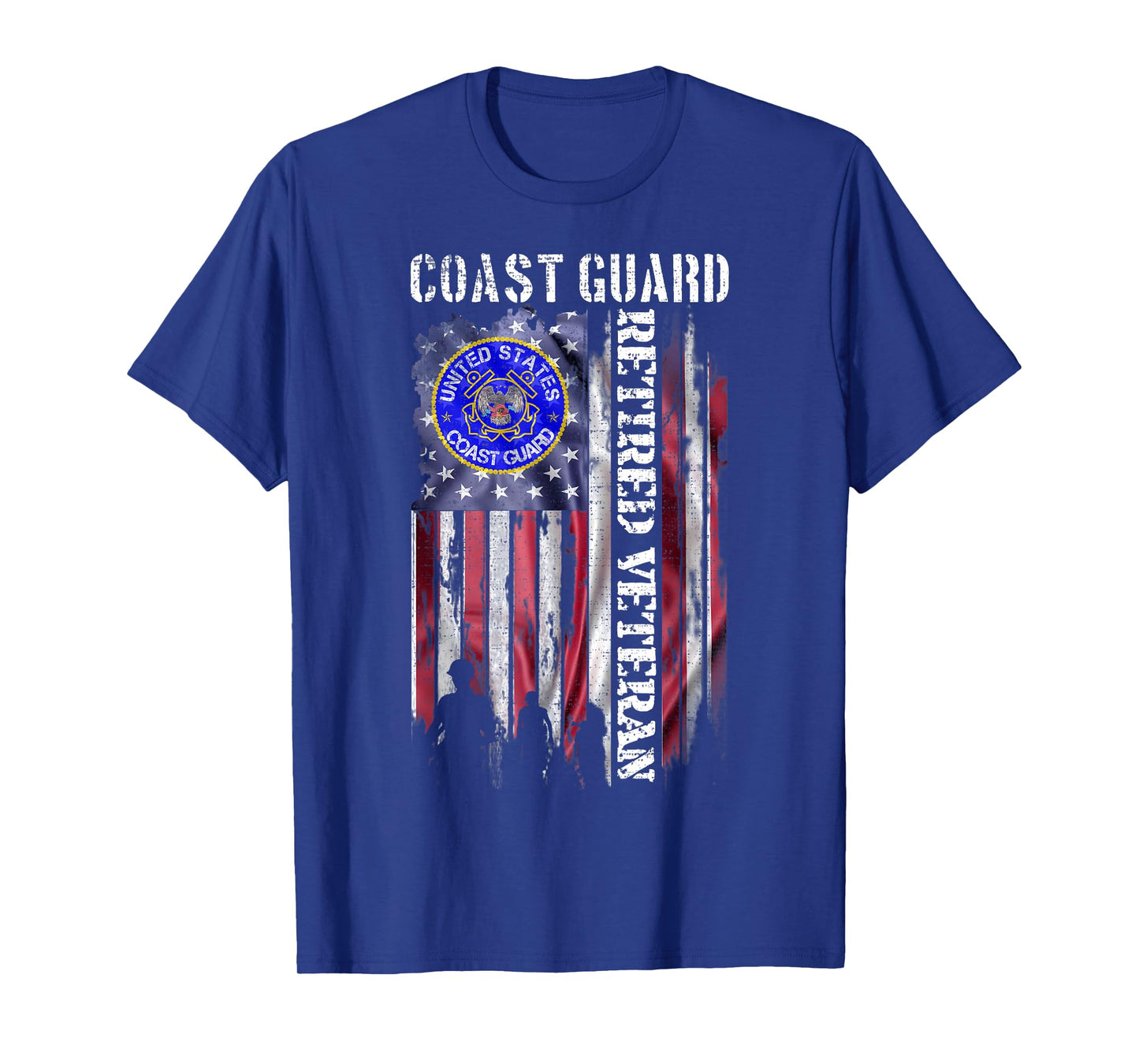 Vintage USA American Flag Coast Guard Proud Retired Veteran T-Shirt