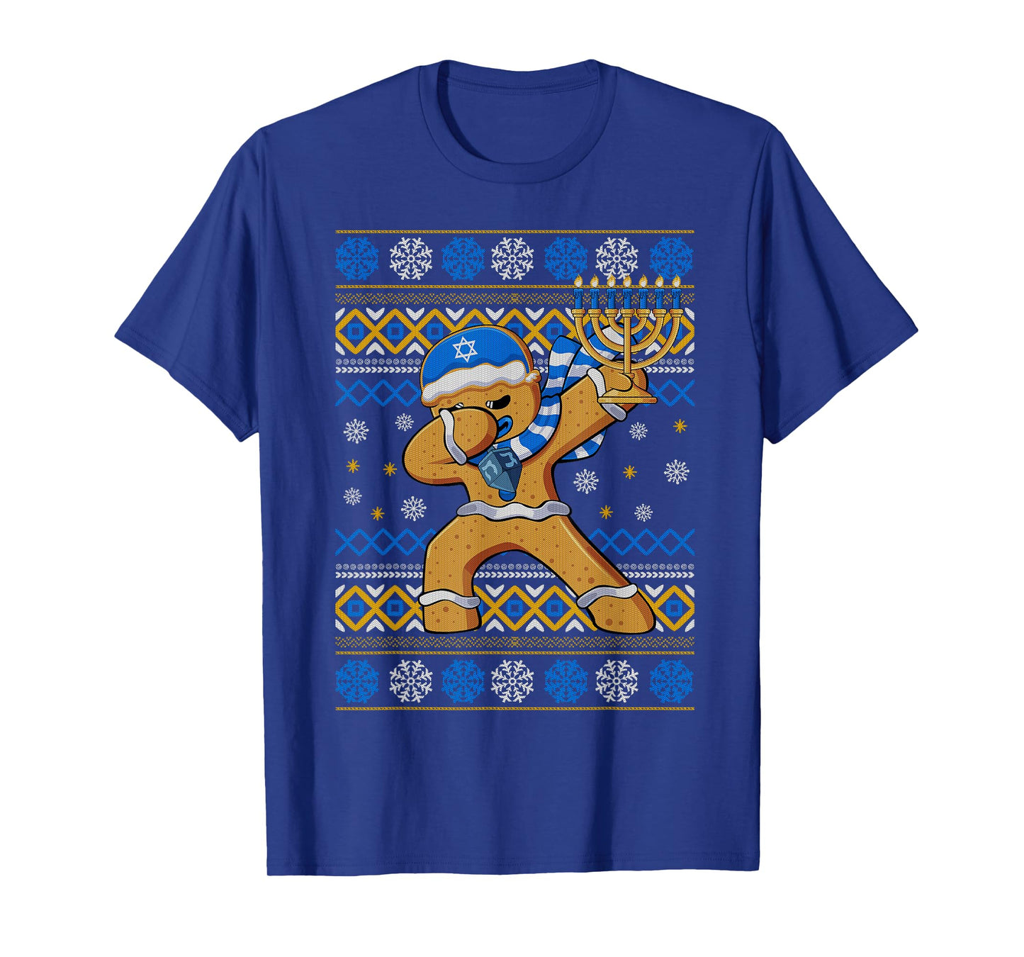 Jewish Menorah Ugly Hanukkah Dabbing Gingerbread Man T-Shirt