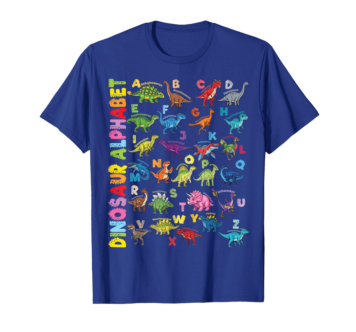 Types of Dinosaurs Alphabet A-Z ABC Dino Identification T-Shirt
