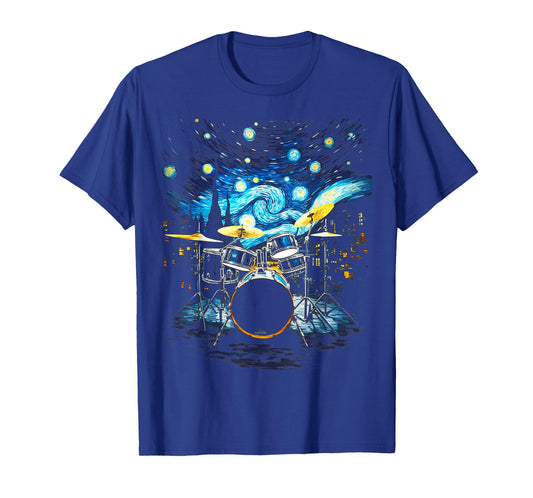 Drum Kit Percussionist Drummer Van Gogh Drums T-Shirt