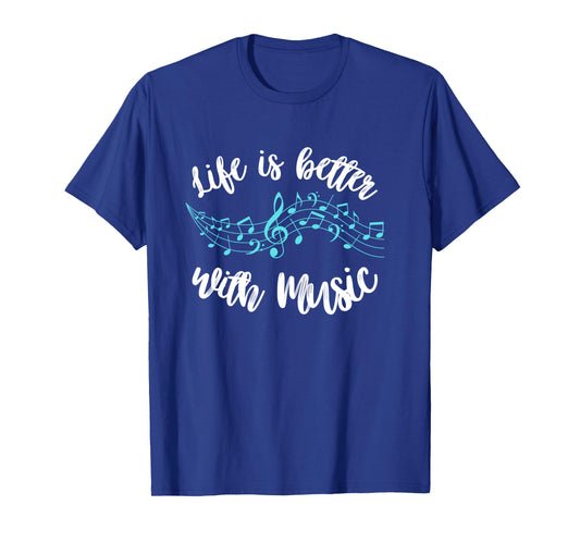 Life is Better with Music Musician Quote Clef Notes Graphic Long Sleeve T-Shirt
