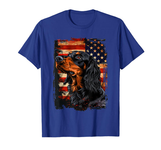 Gordon Setter American Flag T-Shirt for Women Kids Men