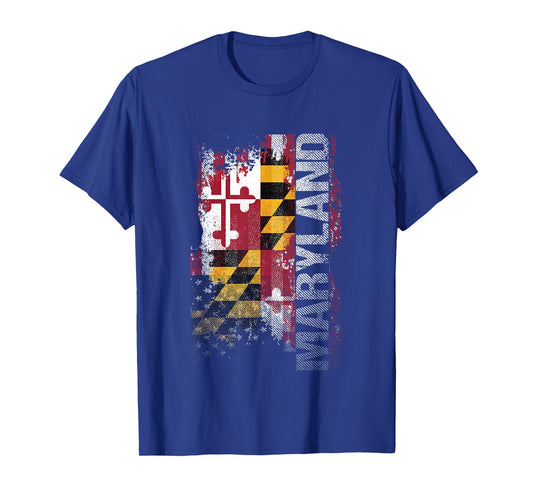 Maryland State USA Flag Souvenir Gift T-Shirt