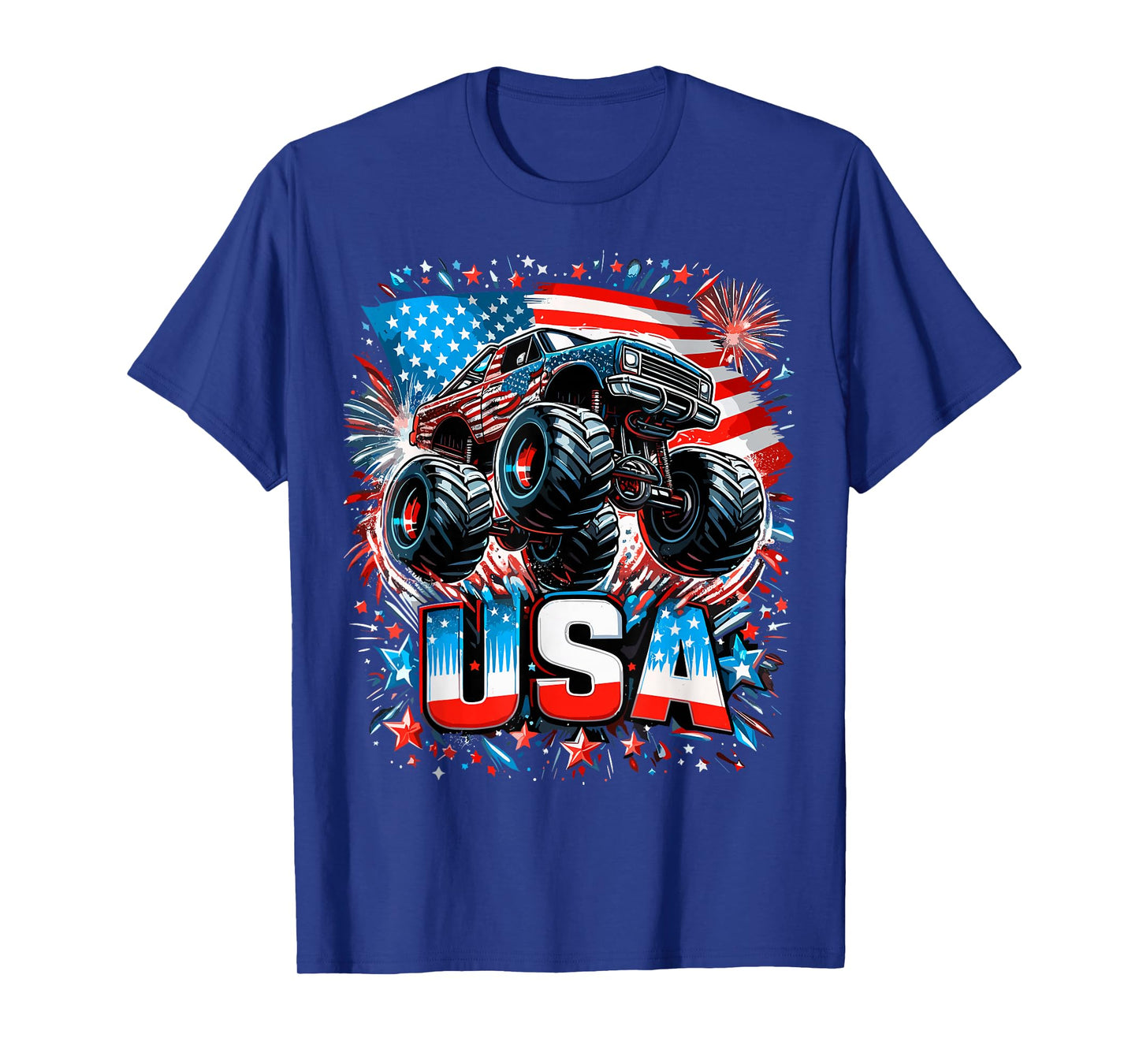 Monster Truck USA American Flag 4th of July T-Shirt