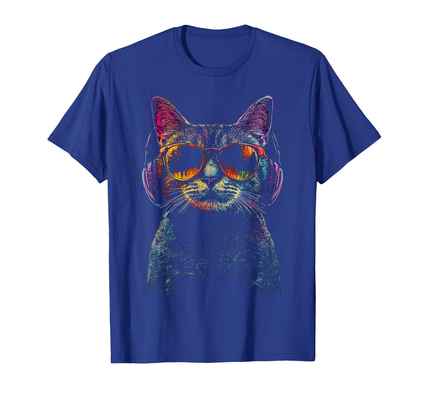 Cat Animal Motif Music Headphone Art Cat T-Shirt
