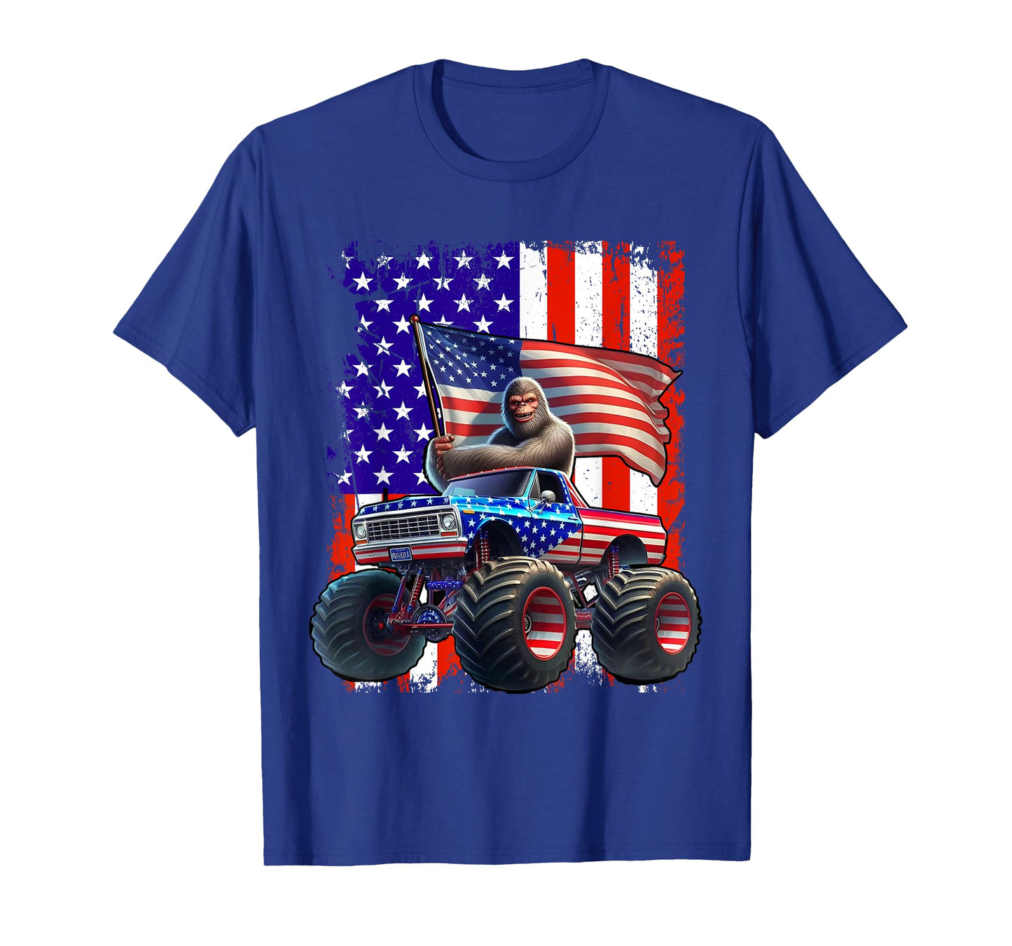 Bigfoot Monster Truck 4th of July Patriotic US American Flag T-Shirt